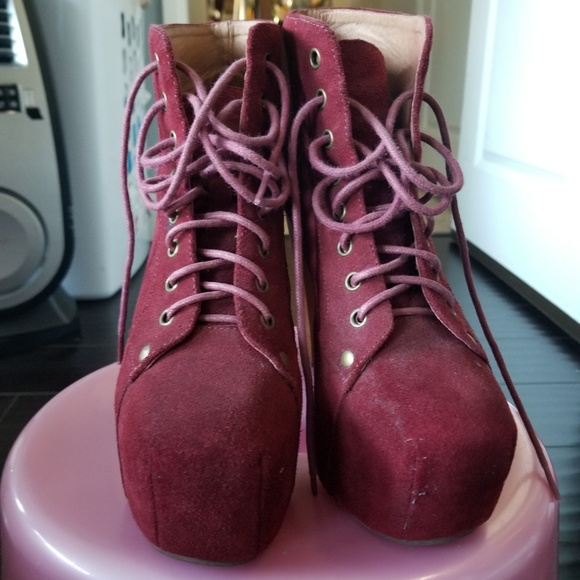 Jeffrey campbell burgundy booties size 6 - Picture 2 of 5